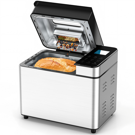 25-IN-1 Bread Maker with Recipes, 2lb Automatic Bread Machine with Visible Lid, Automatic Nut Dispenser/One-Touch Control/13 Hours Delay Timer, Easy to Begin and High Success Rate for Homemade Bread
