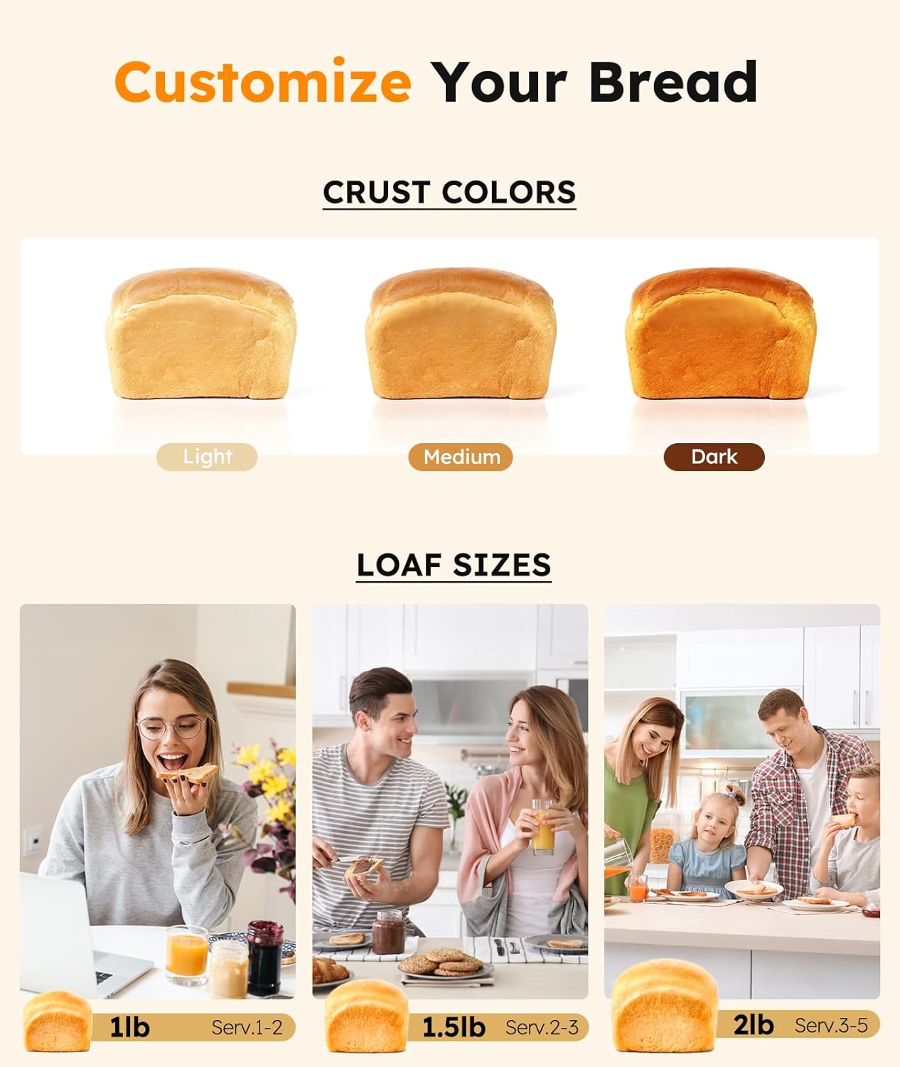 2LB Bread Maker Machine, 17 in 1 Automatic Stainless Steel Bread Machine